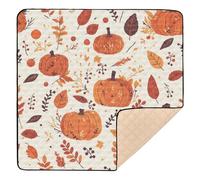 Autumn Leaves Pumpkins Large Sturdy Baby Girl Play mat for Indoor Outdoor Cozy Breathable Foldable Infant Play Mat for Babies Infants Toddlers, 50'' x 50''