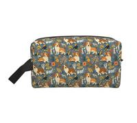 Autumn Leaves Puppy Bird Print Toiletry Bag for Men Women, Travel Toiletries Bags Cosmetic Bag, Hanging Toiletry Shaving Bags for Travel Accessories