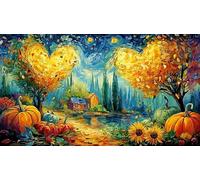 Autumn leaves scattered on wooden surface 1000 Pieces Puzzle - Fun Present Family Game Challenging Great Gift Idea for Adults 75x50/1000pcs