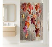 Autumn Leaves Shower Curtain, Colorful Maple Leaf Bathroom Decor, Fall Seasonal Modern Art Waterproof Fabric Shower Curtain with Hooks 36x72 Inch