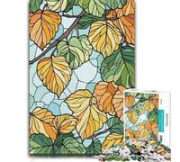 Autumn Leaves Stained Glass Style Illustratio-1 Jigsaw Puzzle, 1000 Piece | A traditional jigsaw format at weekends for rewarding progress.
