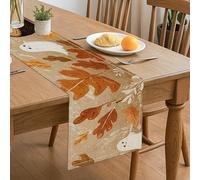 Autumn Leaves Table Runner,Fanciful Ghosts Rustic Fall Kitchen Dining Decor for Home Family Gatherings Holiday Events 13x72 Inch