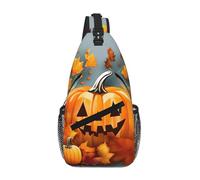 Autumn Leaves Thanksgiving Day Pumpkin Crossbody Sling Bag Men Women, Casual Shoulder Backpack, Chest Daypack Satchel for Hiking Travel