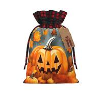 Autumn Leaves Thanksgiving Day Pumpkin print Christmas Drawstring gift Bags Gift Pouch Candy Pouch fun Wedding Bags 30 x 21 cm