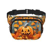 Autumn Leaves Thanksgiving Day Pumpkin print Fashion Waist Packs Crossbody Belt Bag Fanny Pack for Women Crossbody for Traveling Running, Black, One Size