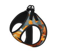 Autumn Leaves Thanksgiving Day Pumpkin Print Pet Vest Harnesses Leash Set Reflective Puppy Vest Dogs Walking Training Dog Harness
