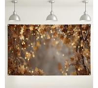 Autumn Leaves Wall Backdrop, Rustic Fall Photography Background for Events, Golden Leaf for Thanksgiving and Harvest Celebrations 71x43 Inch