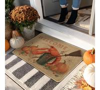 Autumn Lobster Welcome Mat, Red Crustacean Door Mat for Indoor & Outdoor Decor, Rustic Waterproof Non-Slip Dust Absorbent Doormats, Easy Clean 29x17 Inch
