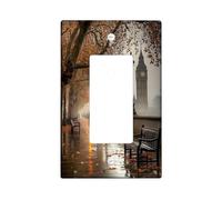Autumn London Light Switch Cover Plate/Outlet Covers, Moody Fog and Amber Leaves for Home Decor, Thermoplastic Wall Plates, Standard Size Single Rocker