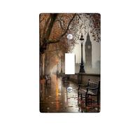 Autumn London Light Switch Cover Plate/Outlet Covers, Moody Fog and Amber Leaves for Home Decor, Thermoplastic Wall Plates, Standard Size Single Toggle