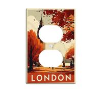 Autumn London Light Switch Cover Plate, Vintage Style Wall Decor with Big Ben and Trees, Perfect for Home Accents, Standard Size Single Duplex Outlet