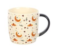 Autumn Magic Harvest Moon Print Mug, 340ml Ceramic Mug, Elegant Harvest Moon Design with Leaves and Golden Stars, Microwave Safe, Handwash Only, Ideal for Autumn Beverages
