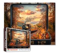 Autumn Magic Landscape Jigsaw Puzzle,The Train in Suitcase 1000 Pieces Jigsaw Puzzles for Adults,27 x 20 Inches Puzzles ,HD Quality Vibrant Puzzle Gift,Family Activity Perfect for Game Night