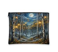 Autumn Magic Makeup Bag, Fantasy Forest Cosmetic Travel Pouch for Women, Portable Canvas Zipper Organizer, Fall Skincare Toiletry Bag 7x9 Inch