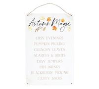 Autumn Magic Metal Hanging Sign - Painterly Leaf Design, Cozy Evenings, Pumpkin Picking - Decor for Crunchy Leaves, Scarves & Boots, Cosy Jumpers, Hot Drinks