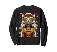 Autumn Maine Coon Cat with Sunglasses Fall Leaves Kitten Sweatshirt