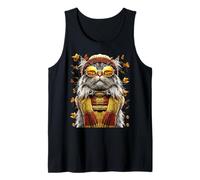 Autumn Maine Coon Cat with Sunglasses Fall Leaves Kitten Tank Top