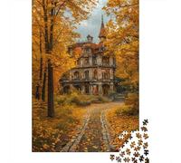 Autumn Mansion 1000 Piece Recycled Cardboard Autumn Forest Mansion Art Puzzle for Puzzle Lovers Scratch-resistant Family Activity Eco-friendly Durable 38x26cm/1000pcs