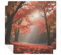Autumn Maple Forest Cloth Napkins 2 PCS Washable Dinner Napkins, Ultra Soft & Reusable Floral Cloth Table Napkins Parties Dinners Weddings Cocktail Christmas Easter 18x18 Inch