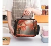 Autumn Maple Forest Lunch Bag Tote Leakproof Lunch Box with Adjustable Handle Strap & Side Pocket | Triple Insulation Cooler for Work, Travel | Large Capacity Reusable Meal Bag