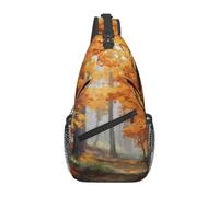 Autumn Maple Forest Print Crossbody Sling Backpack Sling Bag Travel Hiking Chest Bag | Lightweight Foldable Crossbody Bag