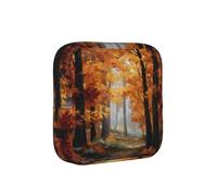 Autumn Maple Forest Print Sanitary Pad Storage Bag, Sanitary Pad Bags, Portable Period Bag with Zipper for Female Girls
