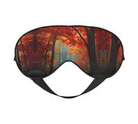Autumn Maple Forest Print Silk Sleeping Mask with Adjustable Strap-Silk Eye Mask Soft Eye Cover,for Blocking Out Lights Sweet Sleep Travel Relax, Nap, Meditation