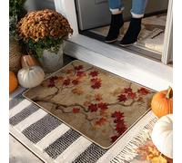 Autumn Maple Leaf Doormat, Rustic Red Welcome Mat for Outdoor & Indoor Entry Seasonal Decor, Non-Slip Rubber Waterproof Dust-Resistant Mats, Easy Clean 29x17 Inch