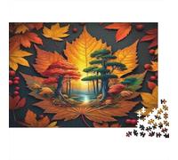 Autumn Maple Leaf Forest 1000 Piece Jigsaw Puzzle Paper Puzzle for Adults Natural Scenery Relaxation Home Decor Focus Game 52x38cm/1000pcs