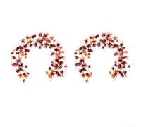 Autumn Maple Leaf Garland 2 Pack 175cm Artificial Fall Foliage Vine Silk Fake Leaves for Home Garden Wedding Thanksgiving Party Decor Indoor Outdoor Use Green(Red A06129)