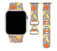 Autumn Maple Leaf Happy Fall Y'all Watch Series 10 Band Compatible With Apple Watch 42/44/45/49mm Women Men, Happy Thanksgiving Day Silicone Replacements Wristband IWatch 11 10 9 8 SE Ultra For Adults