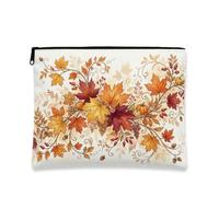 Autumn Maple Leaf Harvest Leaves Makeup Bag 7x9 Inch | Watercolor harvest motif, Cosmetic Bag, Rustic berry accents, Cozy seasonal aesthetic, Versatile organizer