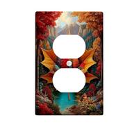 Autumn Maple Leaf Light Switch Cover Plates/Outlet Covers, Vibrant Orange Nature Design for Home Decor, Thermoplastic Wall Plates, Standard Size Single Duplex Outlet