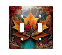 Autumn Maple Leaf Light Switch Cover Plates/Outlet Covers, Vibrant Orange Nature Design for Home Decor, Thermoplastic Wall Plates, Standard Size Double Toggle