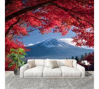 Autumn Maple Leaf Mountain Range Mural Wallpaper for Living Room TV Backdrop Office Hotel Wall Decoration Poster Natural Landscape Wall Panoramic Mural Non-Woven Photo Wallpaper 200x140cm