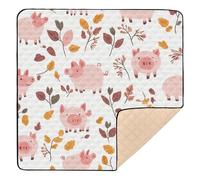 Autumn Maple Leaf Pig White Soft Padded Baby Play Mat for Floor Comfortable Foldable Infant Play Mat for Baby Kids Toddlers Infants, 50'' x 50''tapete de gimnasio para