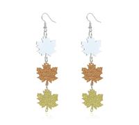 Autumn Maple Leaf Pumpkin Dangle Earrings for Women Sparkle Acrylics Fall Thanksgiving Drop Earrings Fun Holiday Party Jewelry Accessories, S, Acrylic, No Gemstone