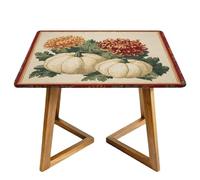 Autumn Maple Leaf Square Tablecloth with Elastic Edgs Red Leaves Fitted Table Cover Waterproof Topper Cap for Dining Wedding Party Picnic 110cm