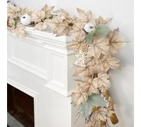 Autumn Maple Leaf Wreath 175CM with Realistic Faux Vine Design, for Thanksgiving and Halloween Seasonal Decoration