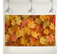 Autumn Maple Leaves Backdrop, Rustic Fall Photography Background, Vibrant Orange Yellow Decor for Seasonal Events, Thanksgiving & Harvest Celebrations 71x43 Inch