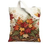 Autumn Maple Leaves Botanical Canvas Tote Bag 13x15 Inch | Botanical woodland motif, Rich harvest color palette, Durable structured fabric, Versatile seasonal accessory
