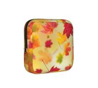 Autumn Maple Leaves Falling Golden Leaf Harvest Orange Red Yellow, Sanitary Napkin Storage Bag, Period Bags for Women Teen Girls