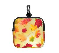 Autumn Maple Leaves Falling Golden Leaf Harvest Orange Red Yellow, Square Zipper Storage Bag, Neoprene Coin Purse, Small Wallets, Change Pouch, Change Purse