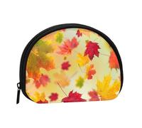 Autumn Maple Leaves Falling Golden Leaf Harvest Orange Red Yellow, Women's Storage Bag Shell Makeup Bag Small Coin Purse Shell Change Pouch
