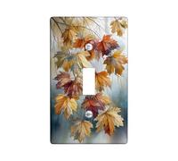 Autumn Maple Leaves Light Switch Cover Plates/Outlet Covers, Warm Orange and Gold Fall Decor for Home Accents, Plastic Wall Plates, Standard Size Single Toggle
