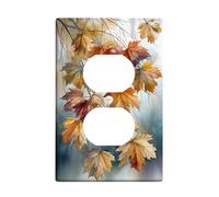 Autumn Maple Leaves Light Switch Cover Plates/Outlet Covers, Warm Orange and Gold Fall Decor for Home Accents, Plastic Wall Plates, Standard Size Single Duplex Outlet