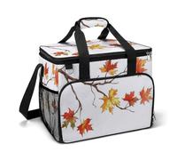 Autumn Maple Leaves on The Branches Camping Cooler Bags Insulated Beach Cooler Portable Leak Proof Camping Cooler with Shoulder Strap
