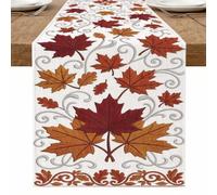 Autumn Maple Leaves Table Runner, Rustic Floral Vintage Fall Home Decor for Thanksgiving Family Gatherings 13x108 Inch