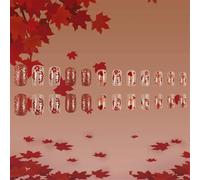 Autumn Maple Leaves Thanksgiving 24pcs Short Square Glitters Acrylic False Nails Stick on for Women Press on