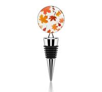 Autumn Maple Leaves Wine Stopper Reusable Wine Bottle Stopper Decorative Metal Beverage Bottle Toppers for Champagne, Liquor & Oil Bottles Wedding Christmas Party Bar Decor